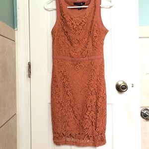 Forever 21 Small Orangey/Pink Lace Bodycon Dress